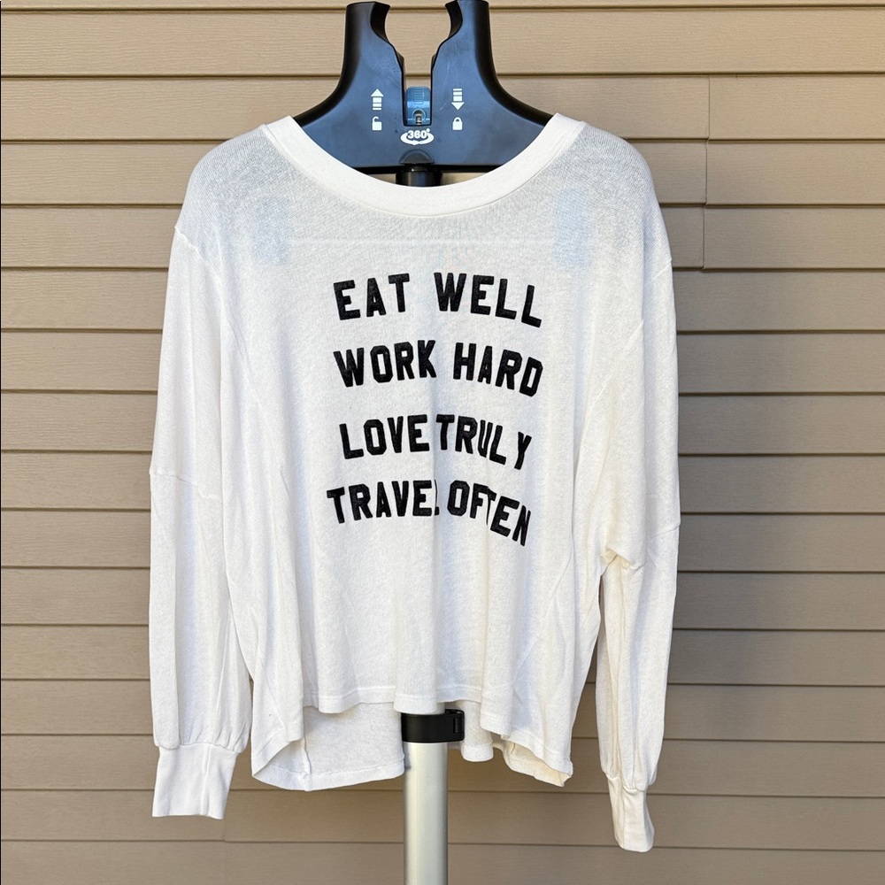 Wildfox Cream Graphic Long Sleeve Top